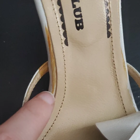 Figaro Club Ivory Floral Mid-Heel Slide Sandals With Heels Sz 5.5 Feminine Cute - Picture 5 of 11